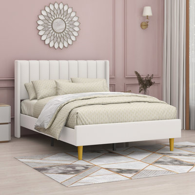 Eriksay Low Profile Upholstered Platform Bed with Wingback Headboard
