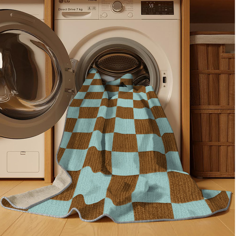 Machine Washable Checkered Grey Area Rug, Rectangle 2' x 3'
