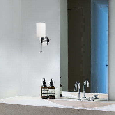 Scandinavian Style Wall Lamp, Metal Body, Silver Finish | 12 in Base Plate Diameter, 32 in Height | E27 Socket, Max 40W | Elegant Glass Cap | Ideal for Modern Living Spaces, Bedrooms & Offices, IP20 Rated
