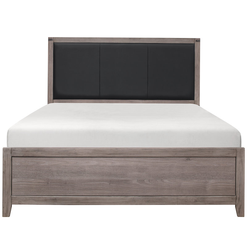 Lit double de chambre à coucher en gris brunâtre avec base de similicuir et base en similicuir