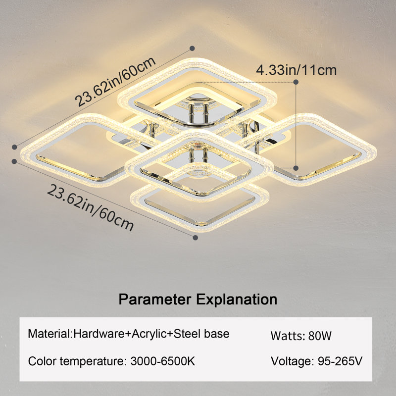Lolanda 5 - Light 23.62" Acrylic LED Flush Mount