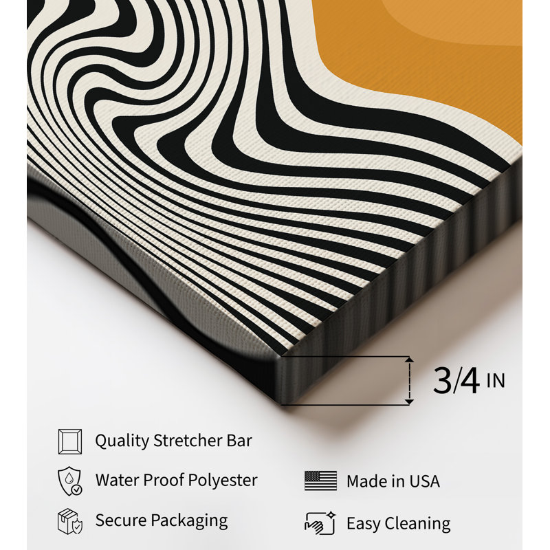 Lignes ondulées du Bauhaus, Sans cadre, Canevas, H 11 po x l 14 po