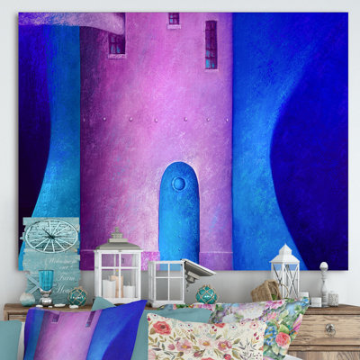 «Blue Fantasy Door in Old Purple Tower», reproduction d'art sur toile