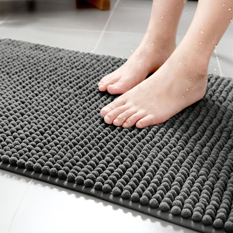 Aspire Homeware Ultra-Soft Chenille Bathroom Rug Mat with Non-Slip Backing, Reactangle (40cm W x 60cm L), Grey