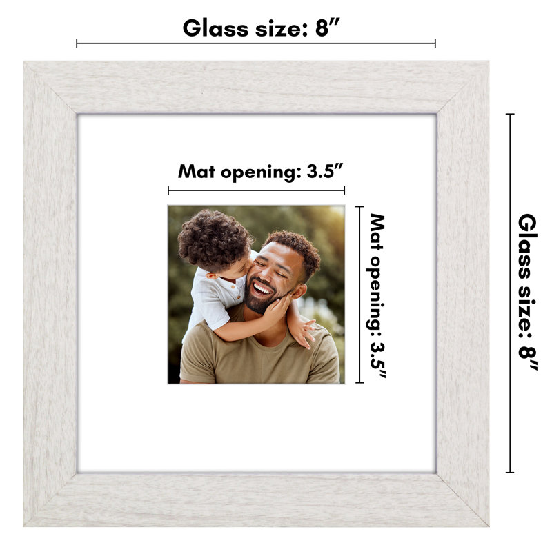 White 8x8 Wide Molding Picture Frame with Mat