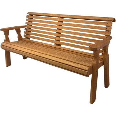Heavy Duty 4 Foot Roll Back Outdoor Bench In Cedar Stain - Amish From Treated Pine For Outdoor Durability, 700 Lb Weight Capacity by One Allium Way