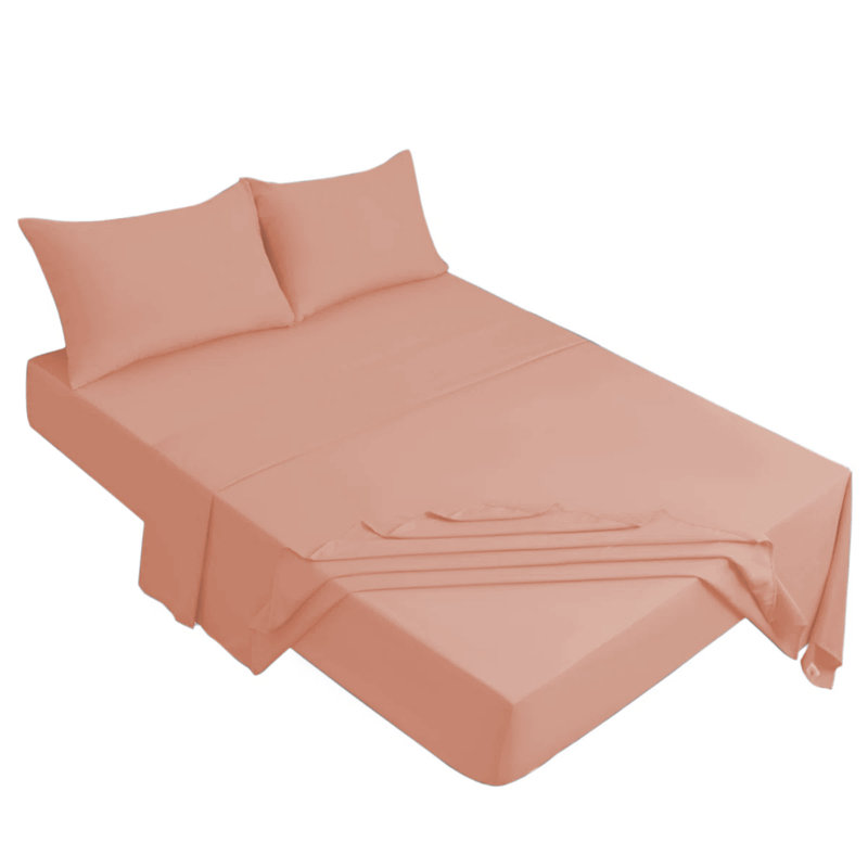 Meliah Microfibre Brushed Fitted Bed Sheet, Single (3'), Peach