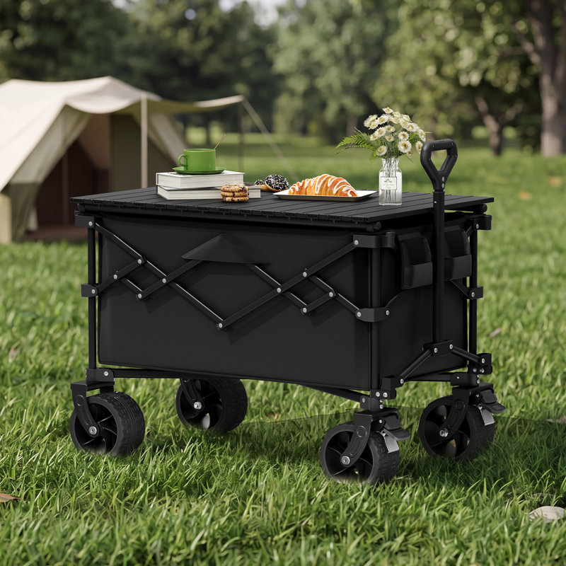 Chariot utilitaire d'extérieur avec auvent imperméable, Noir