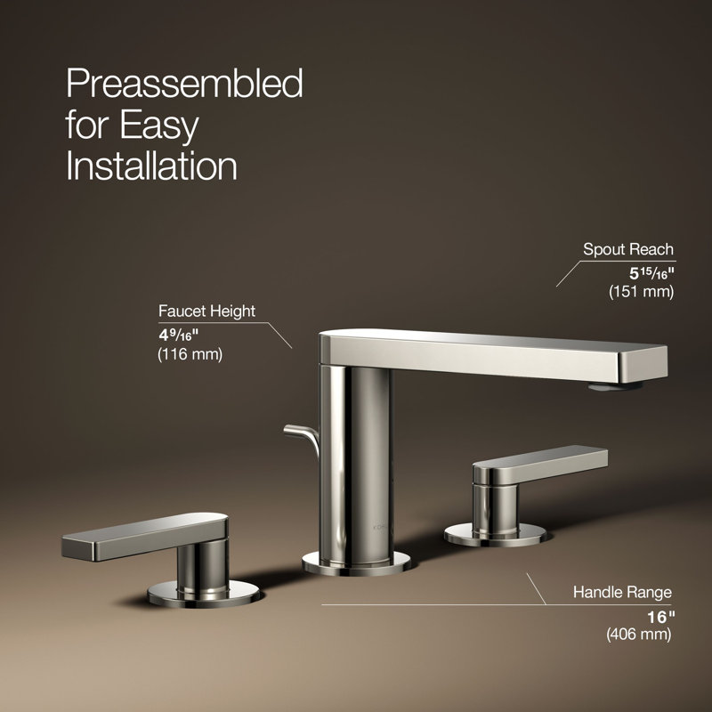Composed Widespread Bathroom Faucet with Drain Assembly, Vibrant Polished Nickel