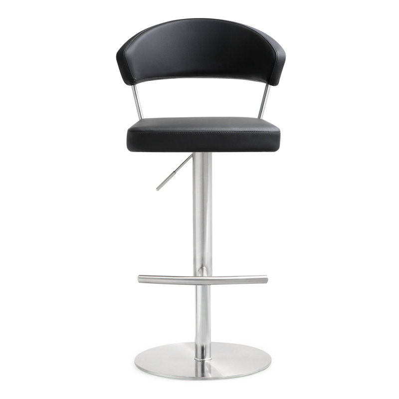 Upholstered Counter Stool with Metal Frame, Black/Silver