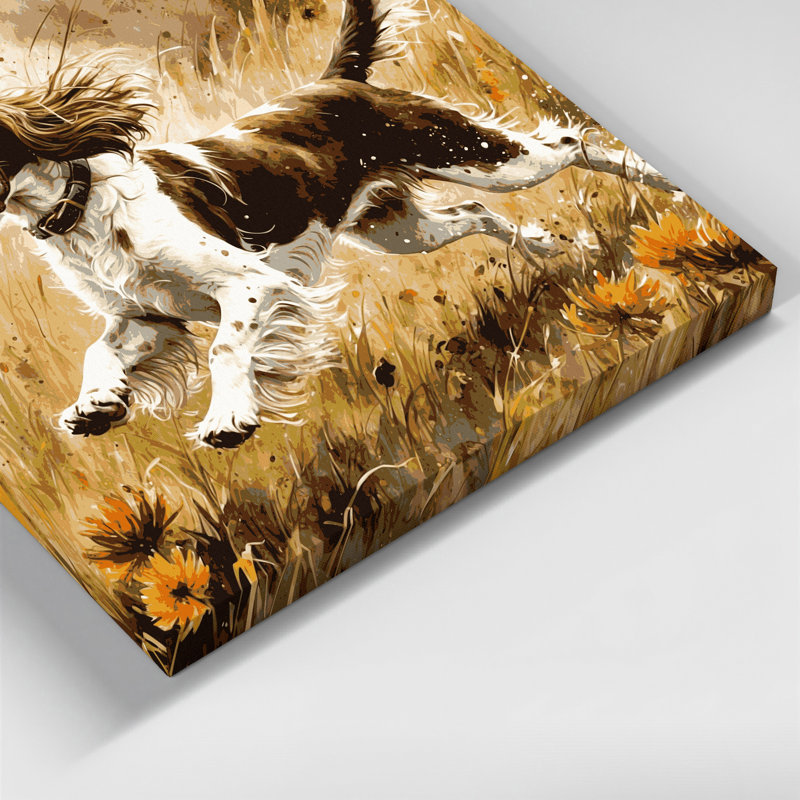 «Dogs English Springer Spaniel», art mural sur toile brune, H 20 po x l 24 po