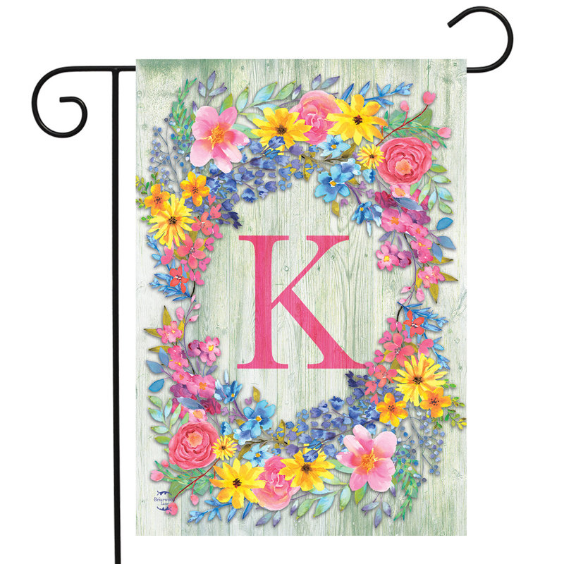 Drapeau de jardin printemps lettre monogramme K
