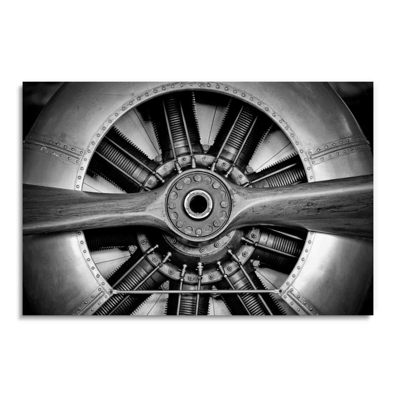 Hélice d'avion noir et blanc, photographie rétro, décoration murale en plexiglas acrylique, L 30 po x H 45 po, Unframed