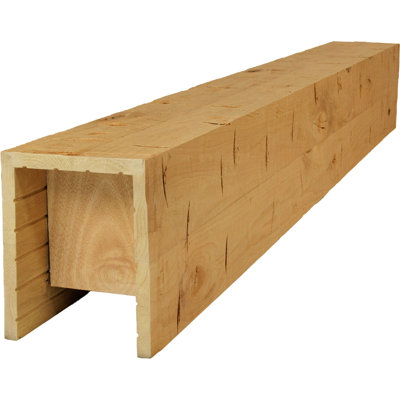 AmeriCraft Wood Hand Hewn Beam, 3-Sided (U-Beam), 7 1/2"W x 5 1/2"H x 192"L, Golden Pecan Finish, Stain Grade Knotty Alder