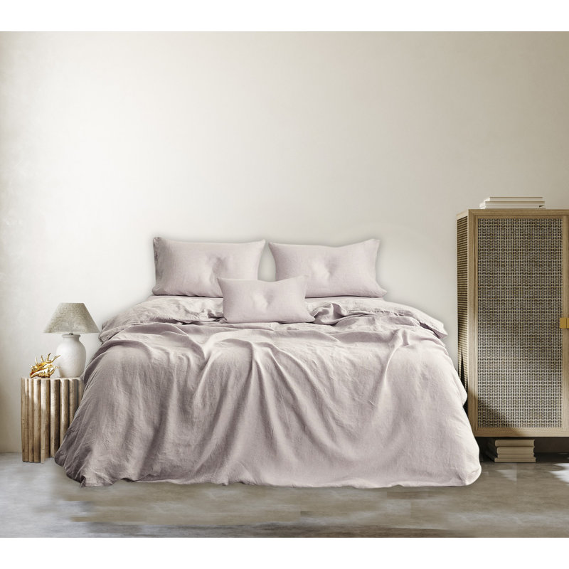 Linen Duvet Cover, Full / Double Duvet Cover + 2 Standard Pillowcases, Lavender