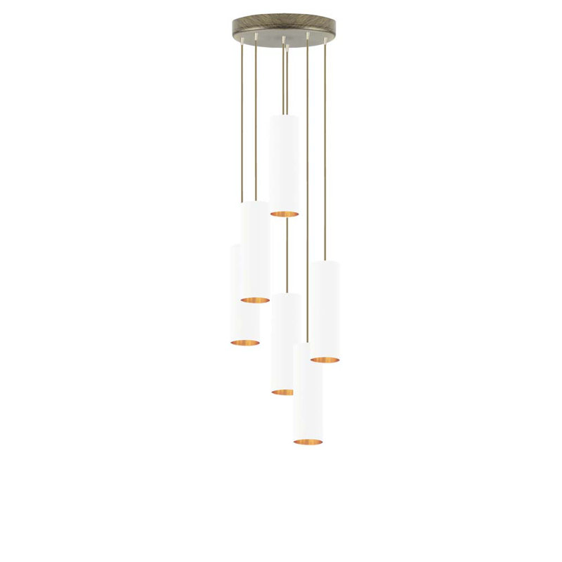 Donn 6 - Light Cluster Pendant, Brushed Bronze, White