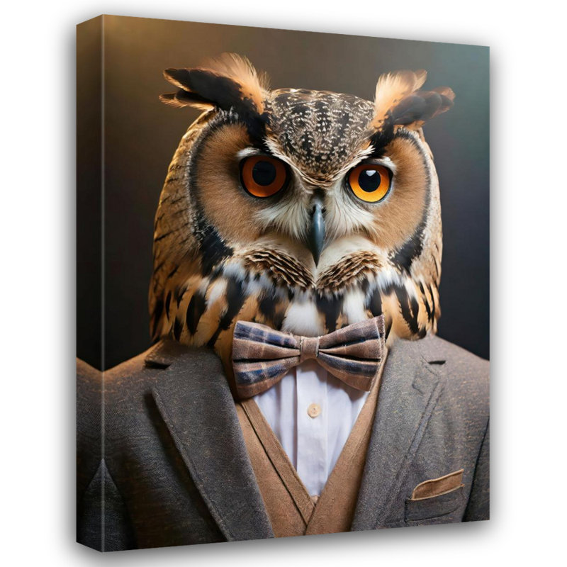«Owl» sur toile, H 24 po x l 20 po