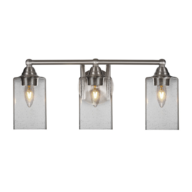 Michell 3-Light Bath Bar, Brushed Nickel, Clear Bubble