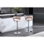Tabourets de bar roses de 2, réglables en hauteur avec poignée relevable, base, revêtement en velours, coussin rembourré en mousse, structure en métal stable, méthode d'installation facile, capacité de poids de 300 lb, fabrication