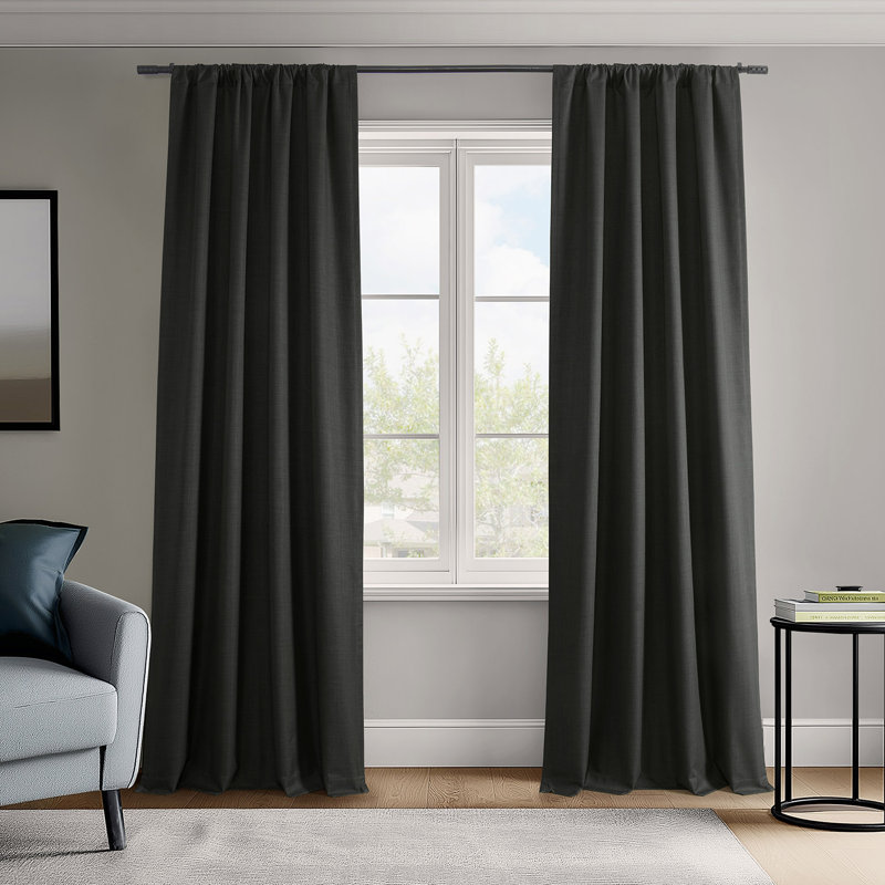 Raidah Vienna Basic Solid Curtains (2 Panel) Blackout Curtains For Bedroom & Living Room Curtains, 50" W x 96" L, Black