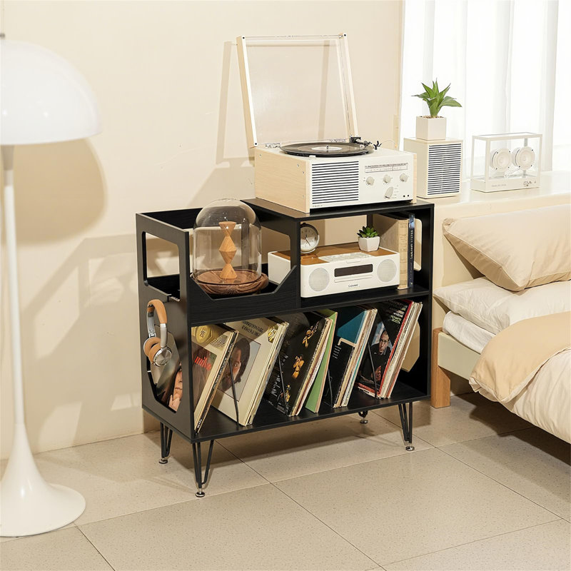 Manufactured Wood,Metal 78cm H Media Shelves, Black
