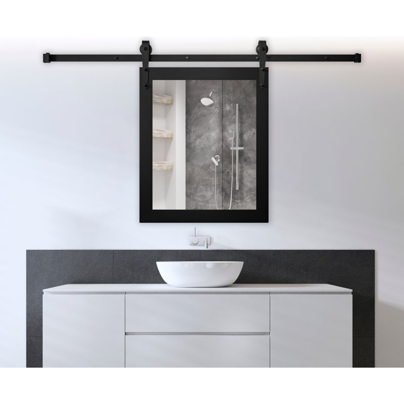 Neace Flat Mirror, 39" H x 33" W, Satin Black