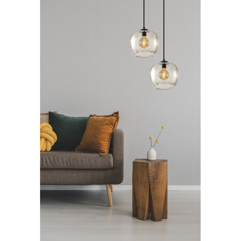 Matte Black Mini Globe Pendant Light with Smoked Glass Shade