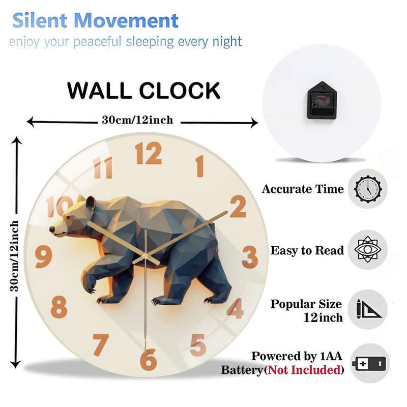 Horloge murale géométrique moderne 12 po