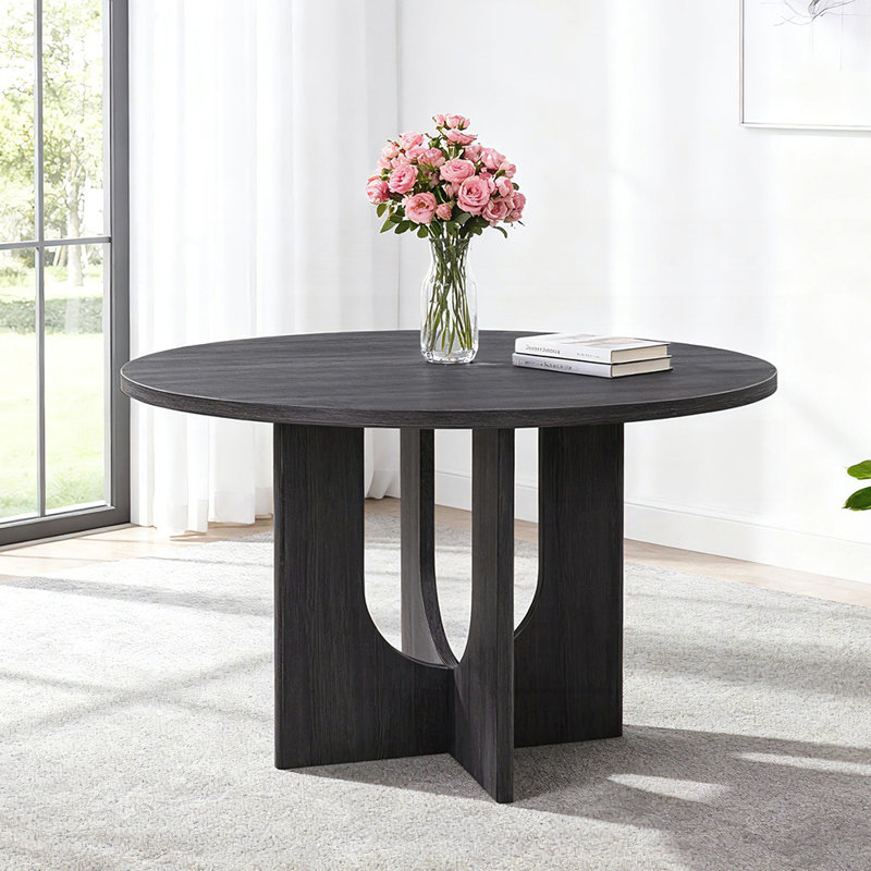 Modern Round Dining Table for 4, Farmhouse Style, Smooth Edges, Water-Resistant, Scratch-Proof, and Easy to Assemble
