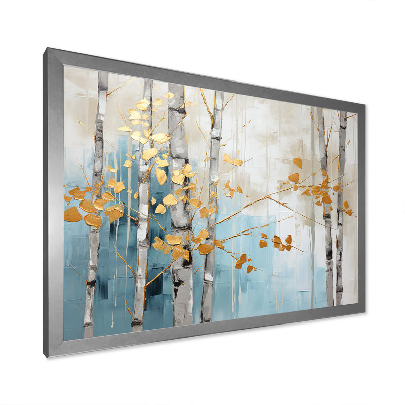 «Blue Zen and Blue Zen Moment Bamboo VII - Bamboo Wall Prints_106598, H 16 po x l 32 po x P 1 po, Cadre simple argenté