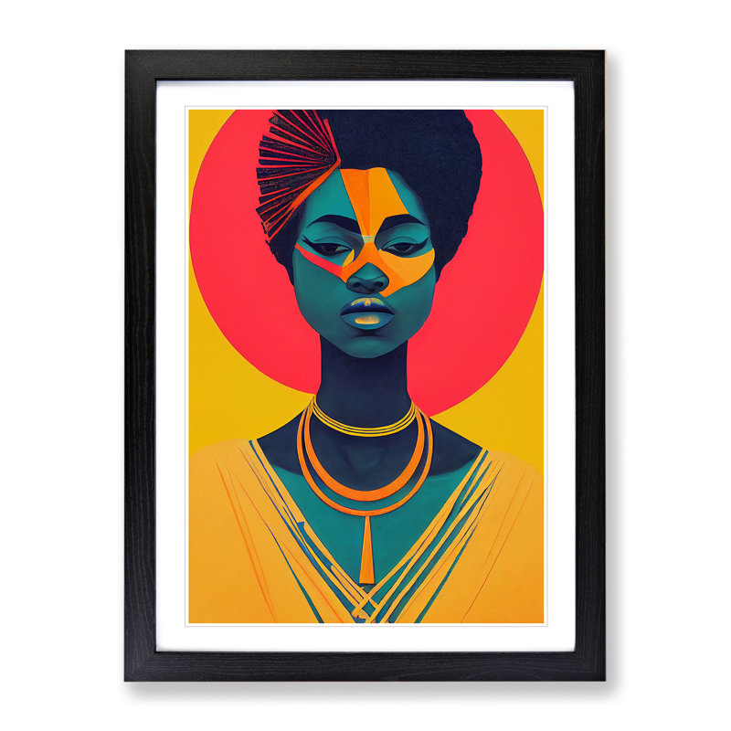 Bold Woman Abstract - Single Picture Frame Painting, 64cm H x 46cm W x 2cm D, Black