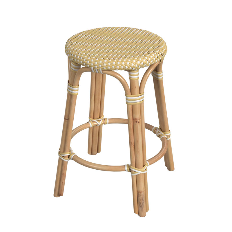 Tabouret de bar et de comptoir en rotin tissé à la main Alastair, Tabouret de comptoir (siège d'une hauteur de 24 p