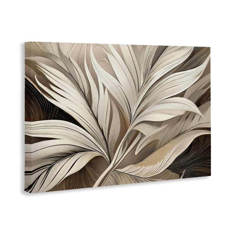 Toile blanche avec des courbes de palmier, design par Norm Stelfox, H 16 po x l 24 po