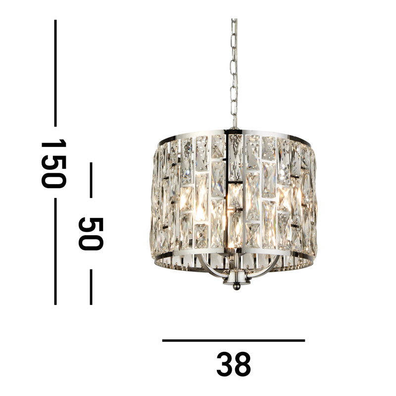 Magana 5 - Light Drum Chandelier, 3, 38cm W, Silver