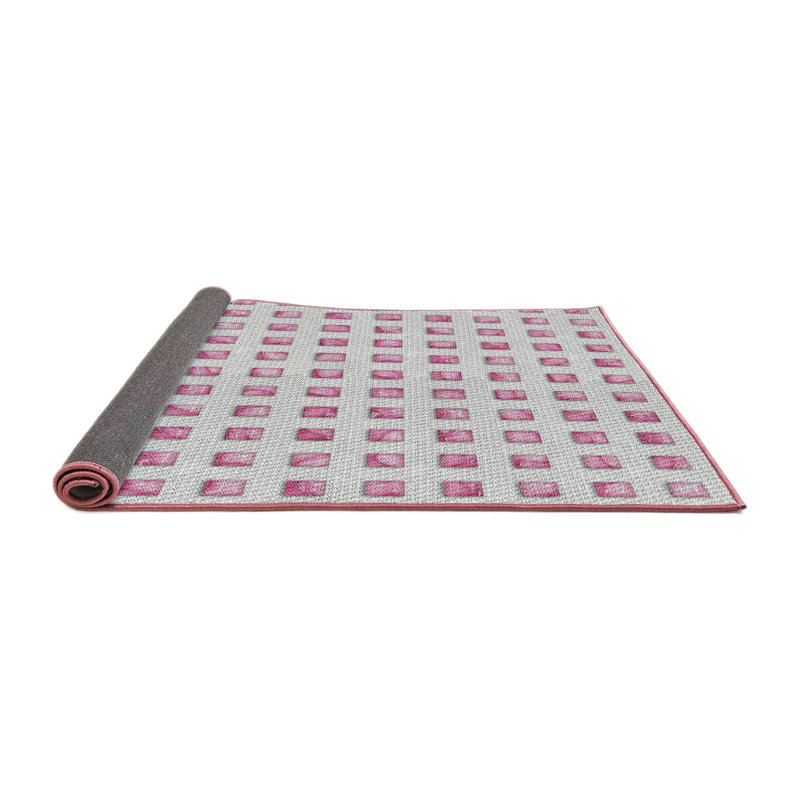 Tapis rose/zone grise à motifs, Carré 4 pi