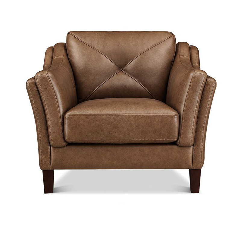 Chaise en cuir fleur Kimo avec mousse à mémoire de forme et ressorts