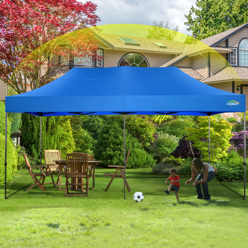 10x10 Heavy Duty Pop up Canopy Tent with 4 Removable Sidewalls, Blue