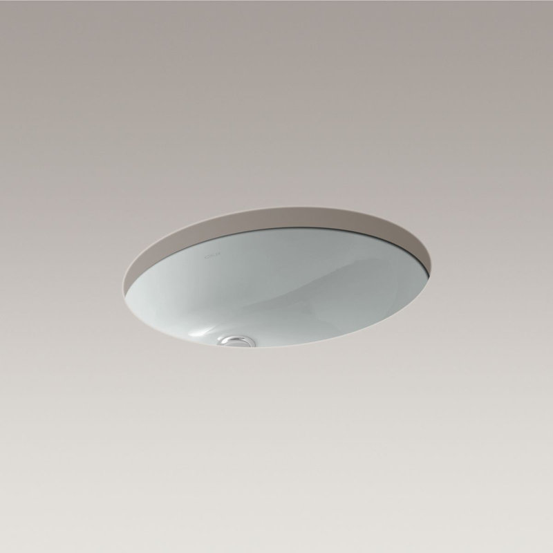 Caxton® Vitreous China Oval Undermount Bathroom Sink and Glazed Underside, Ice Gray