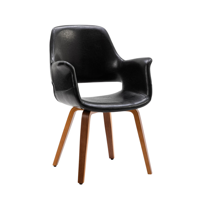 Jawed 18'' H Polyurethane Upholstered Armchair, Black