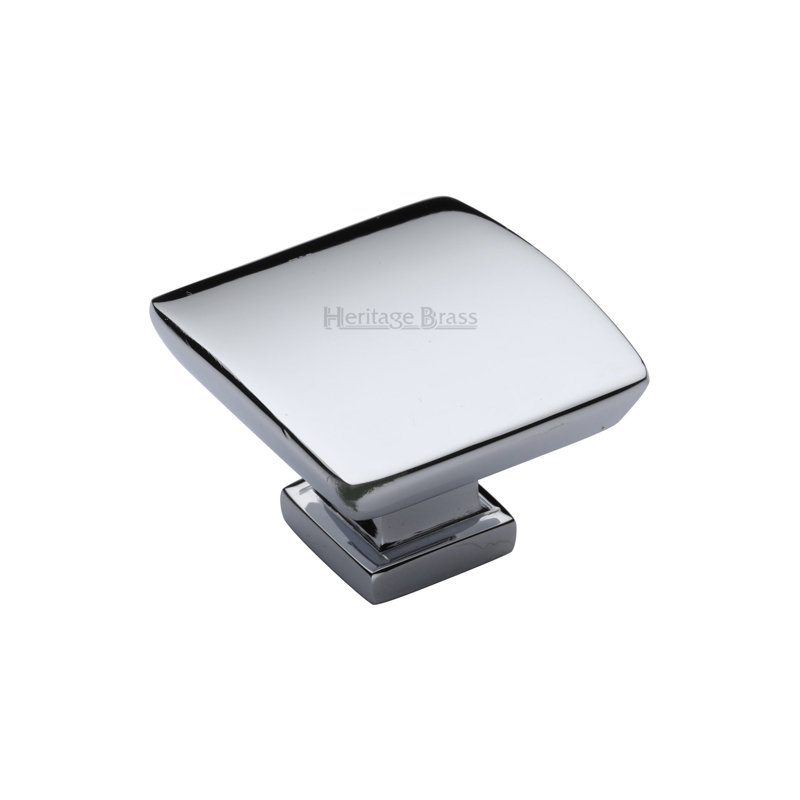 Heritage Brass Heritage Cabinet Knob Plinth Design with base, Polished Chrome, 2.4cm H x 3.5cm W x 3.5cm D