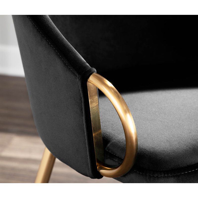 Josie 19.25" Velvet Upholstered Armchairs, Black