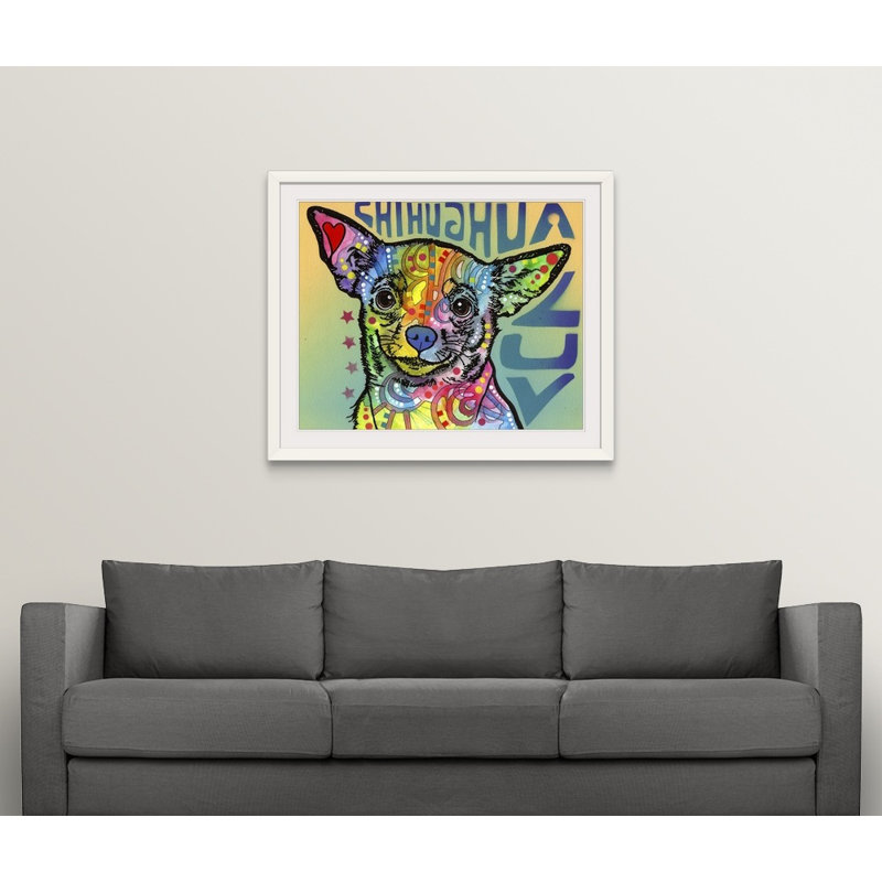 « chihuahua luv », impression, H 32 po x l 38 po x P 1 po, Cadre blanc