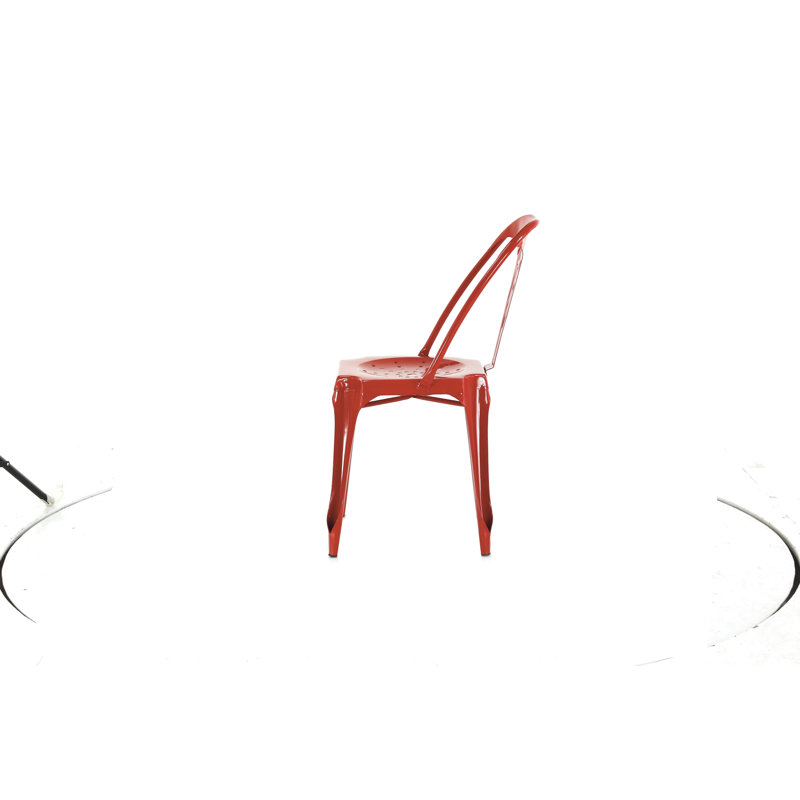 Burnett 45cm H Metal Slat Back Side Chair, Red