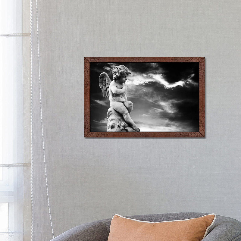 Angel Sculpture - Print on Canvas, 101.6 cm H x 66.04 cm W, Brown Framed
