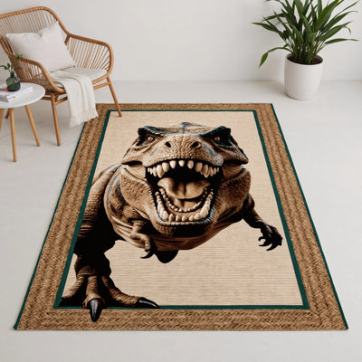 Tapis intérieur et extérieur beige Dinosaurs