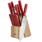 Martha Stewart 14 Piece Stainless Steel Cutlery Set In Black With Acacia Wood Storage Block
