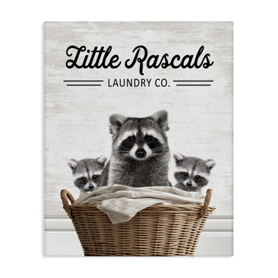 Little Rascals Laundry Raccoons Canvas, design by Lettered and Lined