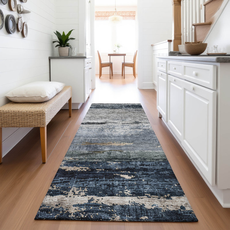 Tapis abstrait lavable à la machine Premium AMF1195 Lyndhurst, Tapis de couloir 2 pi 3 po x 7 pi 6 po