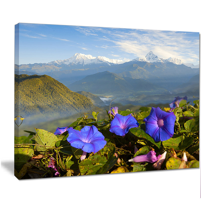 " Stunning Mountain Terrain With Flowers ", 30" H x 40" W x 1" D