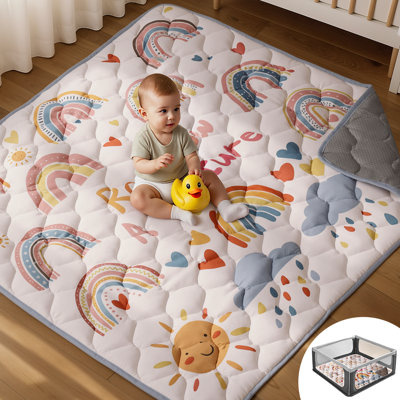 Tapis de jeu pour bébé pour bébé, tapis de parc 50 x 50, tapis de rampe une pièce en mousse plus épaisse pour bébés, tout-petits et bébés, tapis de jeu antidérapant